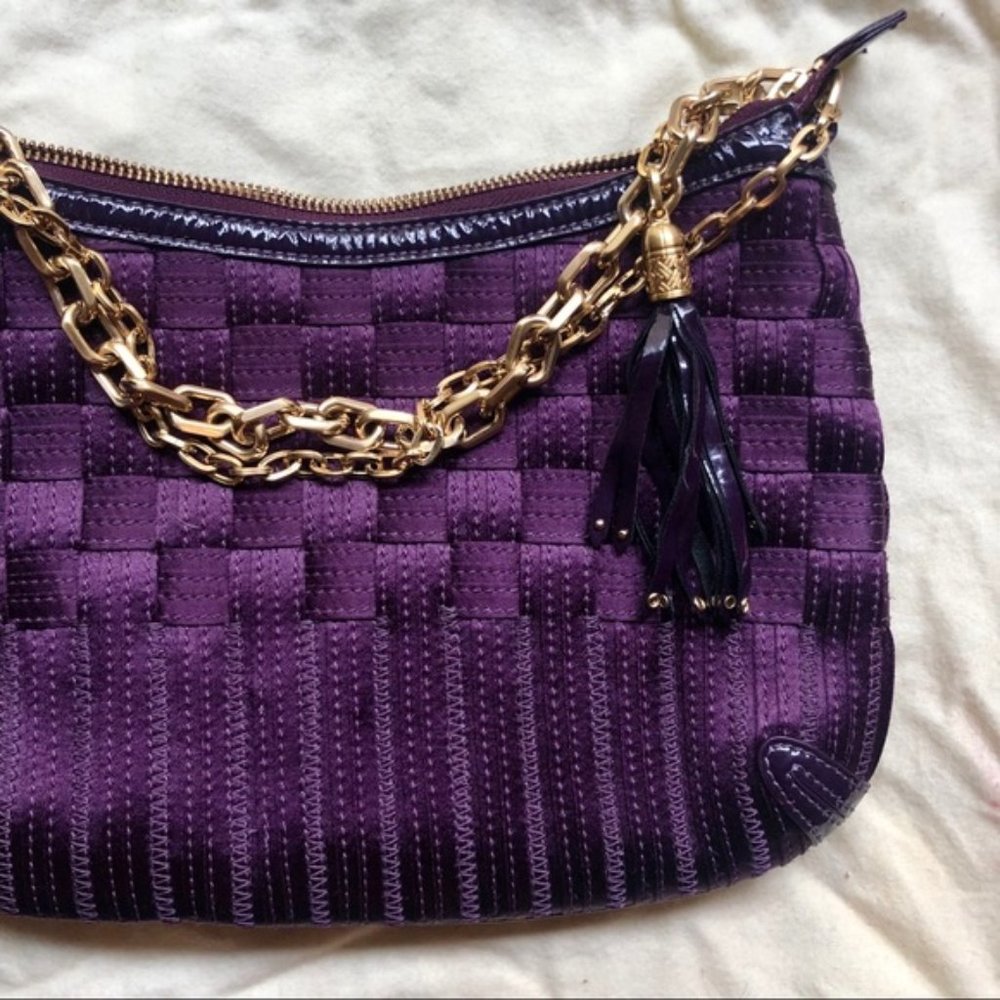 Cole Haan jewel-tone purple woven handbag